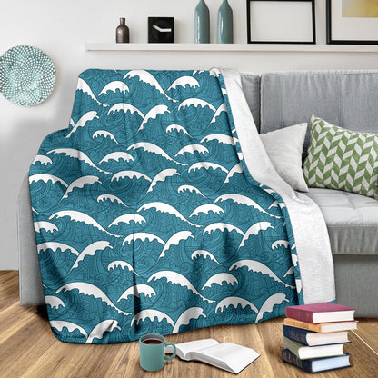 Surf Wave Tribal Design Fleece Blanket