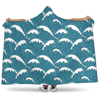 Surf Wave Tribal Design Hooded Blanket-JTAMIGO.COM