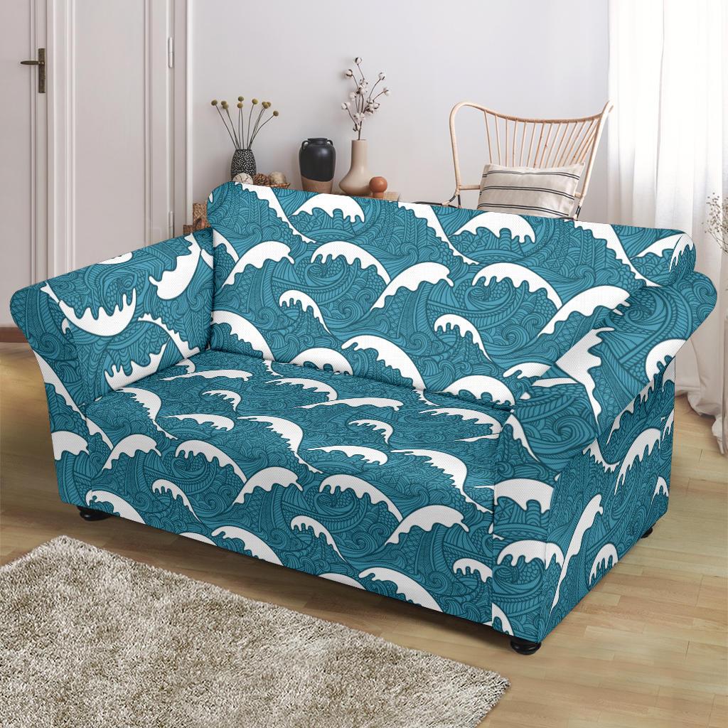 Surf Wave Tribal Design Loveseat Slipcover-JTAMIGO.COM