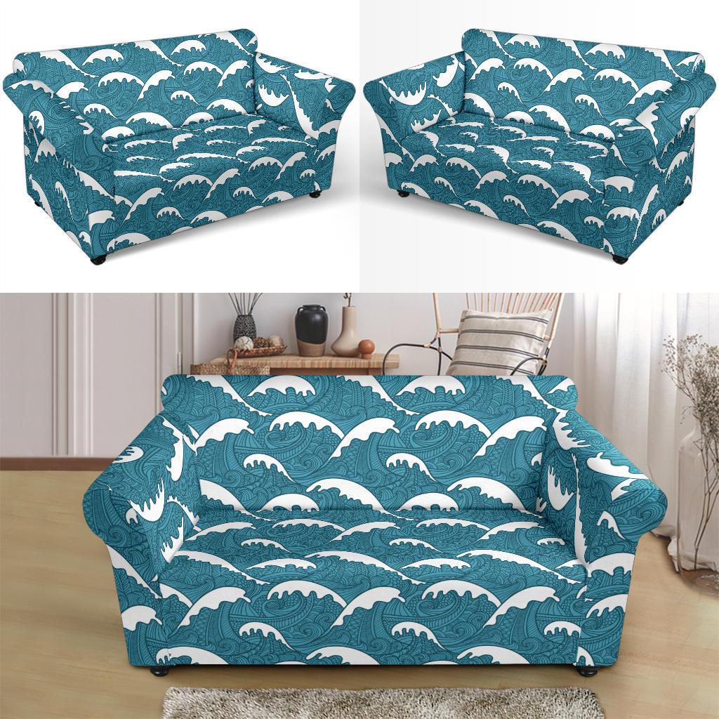 Surf Wave Tribal Design Loveseat Slipcover-JTAMIGO.COM
