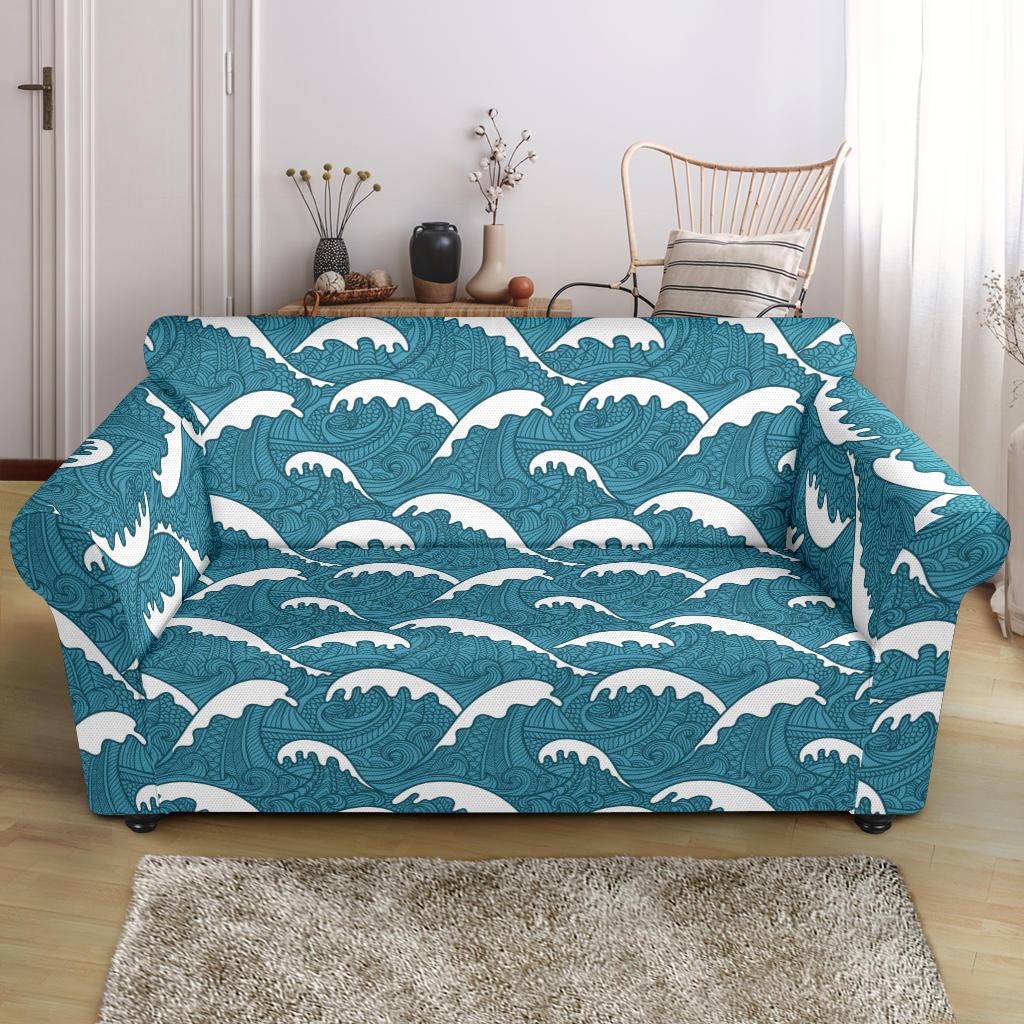 Surf Wave Tribal Design Loveseat Slipcover-JTAMIGO.COM