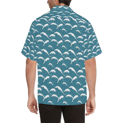 Surf Wave Tribal Design Men Aloha Hawaiian Shirt