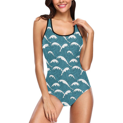 Surf Wave Tribal Design One Piece Swimsuit-JTAMIGO.COM