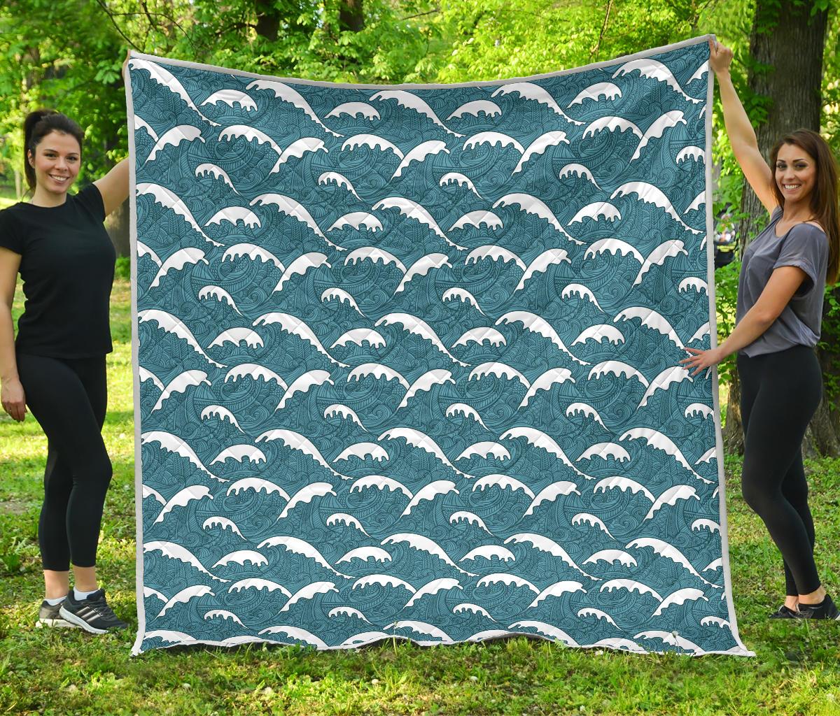Surf Wave Tribal Design Premium Quilt-JTAMIGO.COM