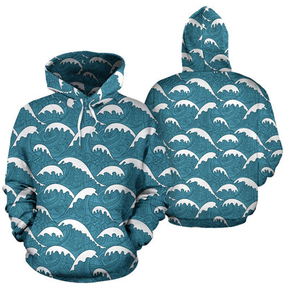 Surf Wave Tribal Design Pullover Hoodie