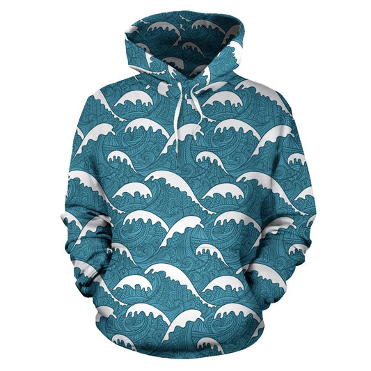 Surf Wave Tribal Design Pullover Hoodie