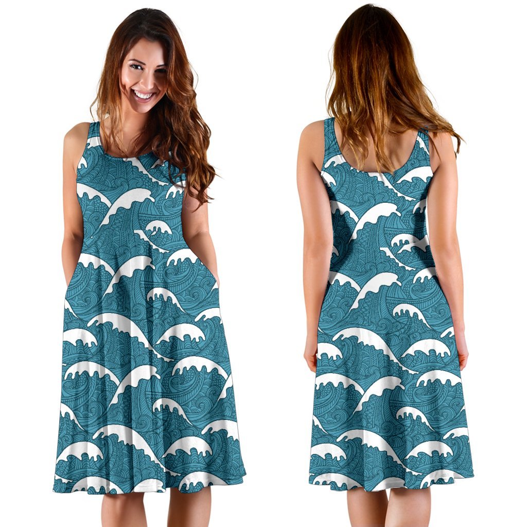 Surf Wave Tribal Design Sleeveless Dress