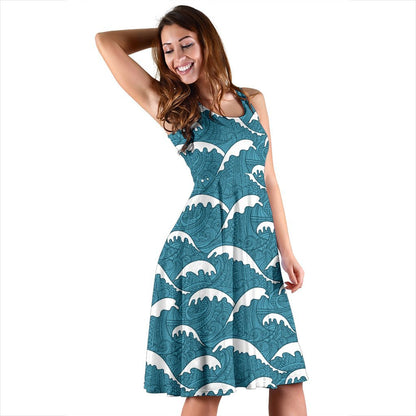 Surf Wave Tribal Design Sleeveless Dress