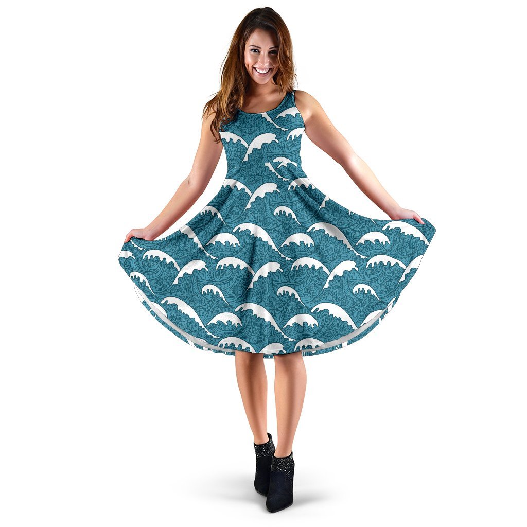Surf Wave Tribal Design Sleeveless Dress