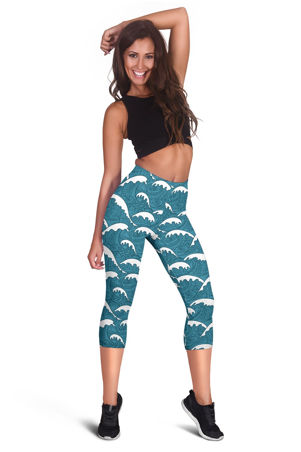 Surf Wave Tribal Design Women Capris