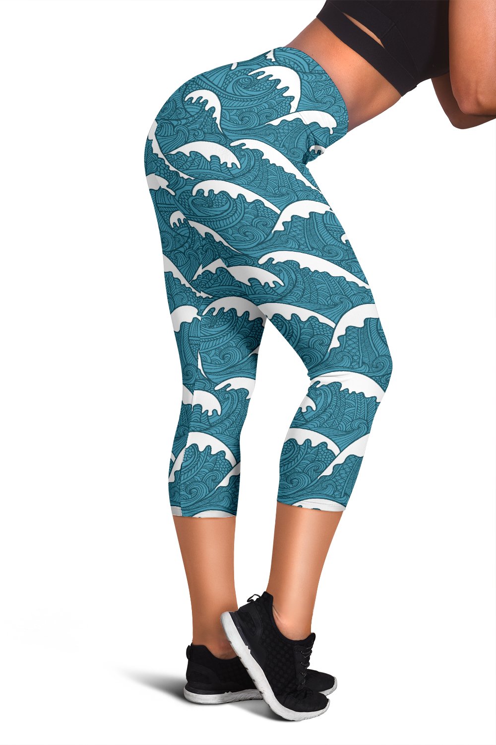 Surf Wave Tribal Design Women Capris
