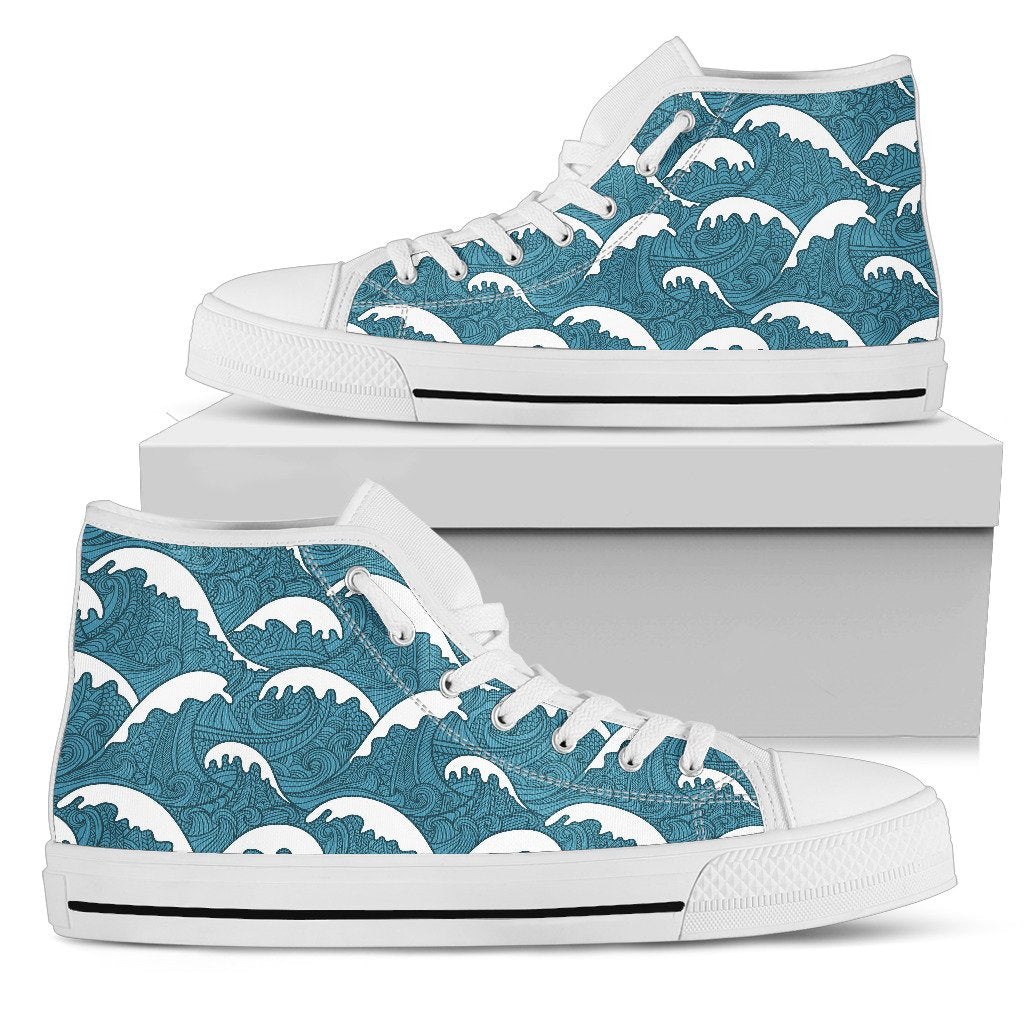 Surf Wave Tribal Design Women High Top Shoes