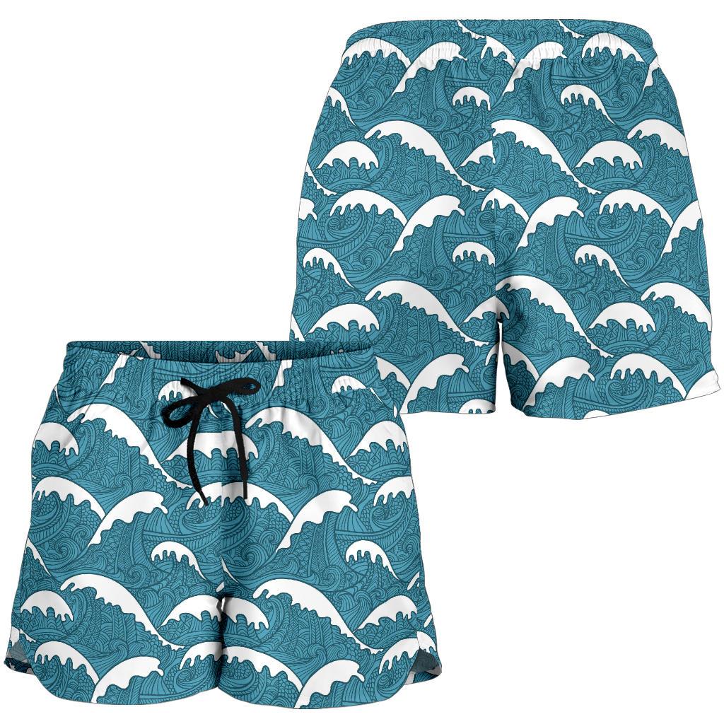 Surf Wave Tribal Design Women Shorts-JTAMIGO.COM