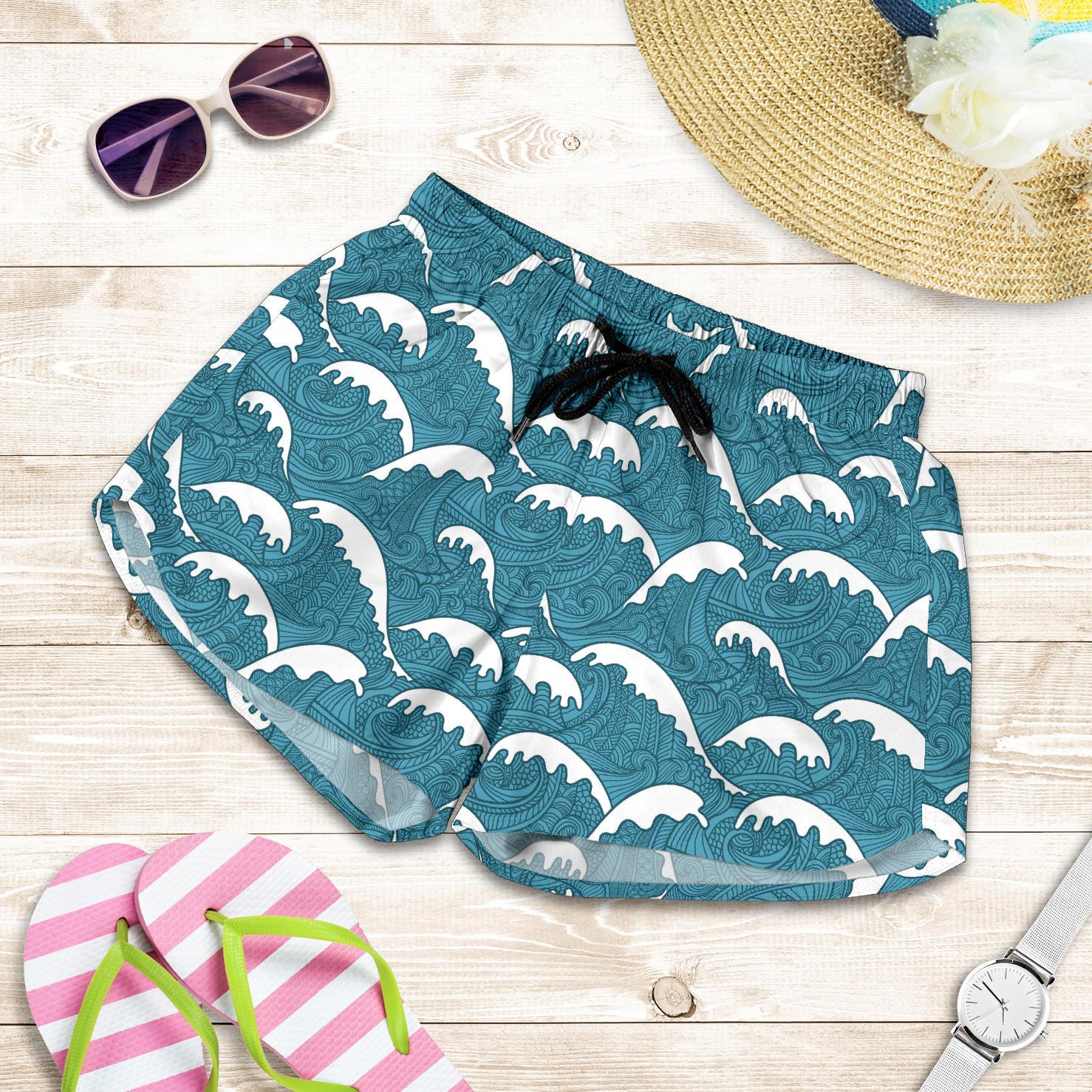 Surf Wave Tribal Design Women Shorts-JTAMIGO.COM