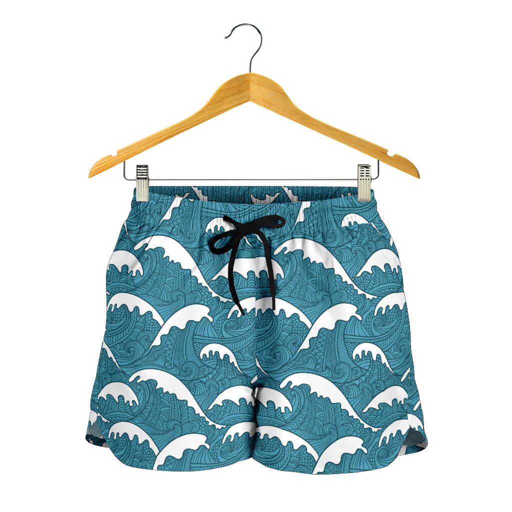Surf Wave Tribal Design Women Shorts-JTAMIGO.COM