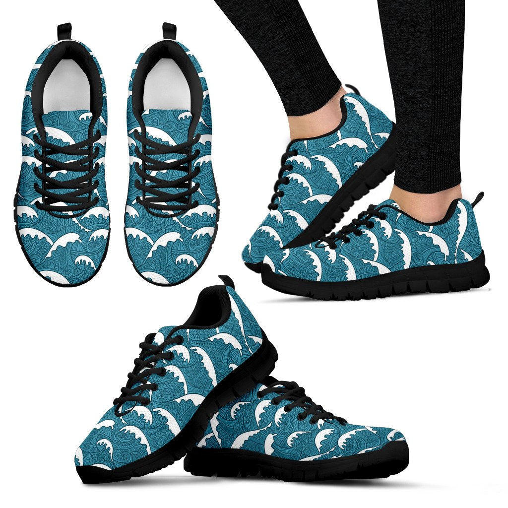 Surf Wave Tribal Design Women Sneakers Shoes