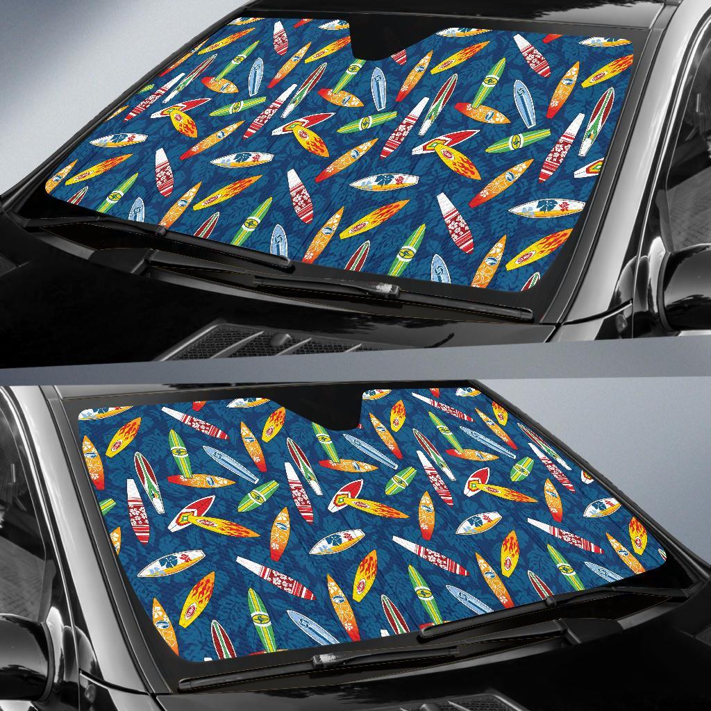 Surfboard Pattern Print Car Sun Shade For Windshield