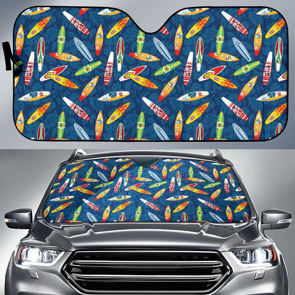 Surfboard Pattern Print Car Sun Shade For Windshield