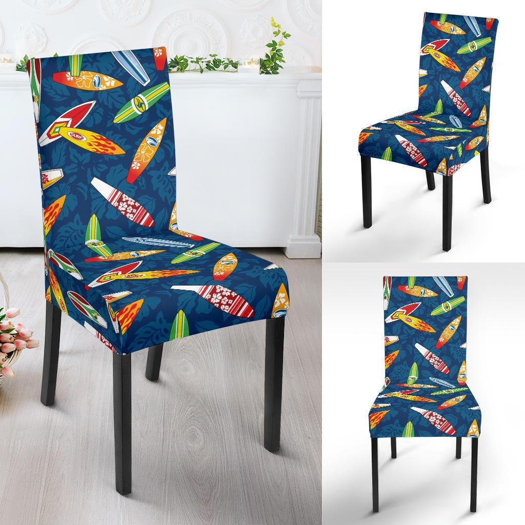 Surfboard Pattern Print Dining Chair Slipcover-JTAMIGO.COM