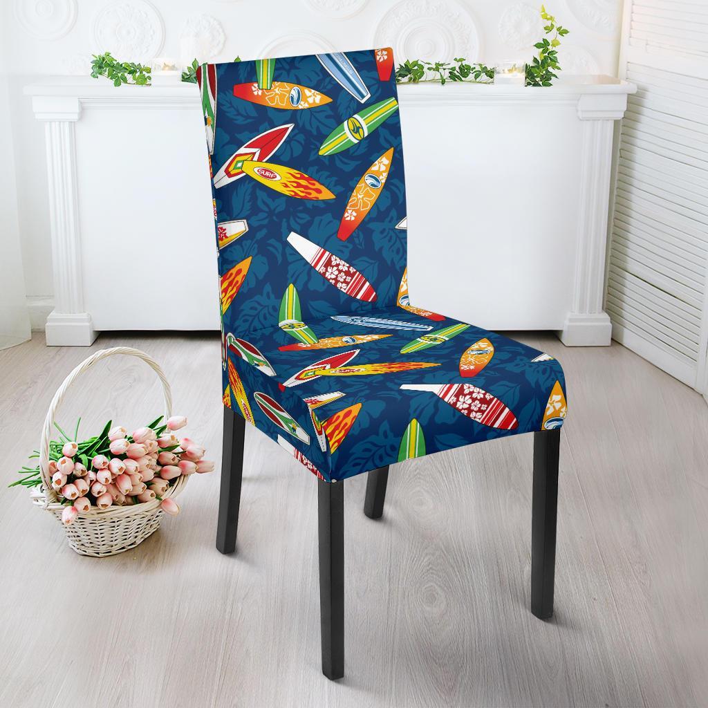 Surfboard Pattern Print Dining Chair Slipcover-JTAMIGO.COM