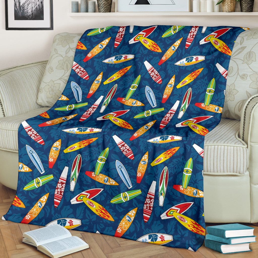 Surfboard Pattern Print Fleece Blanket