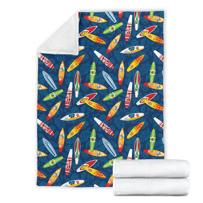 Surfboard Pattern Print Fleece Blanket