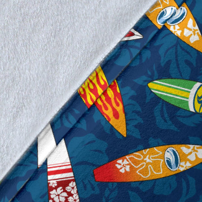Surfboard Pattern Print Fleece Blanket