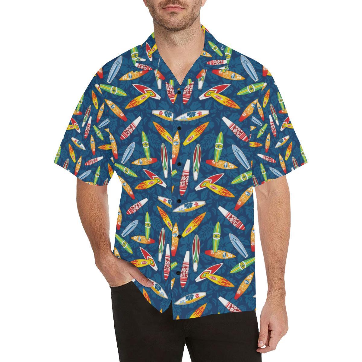 Surfboard Pattern Print Men Aloha Hawaiian Shirt