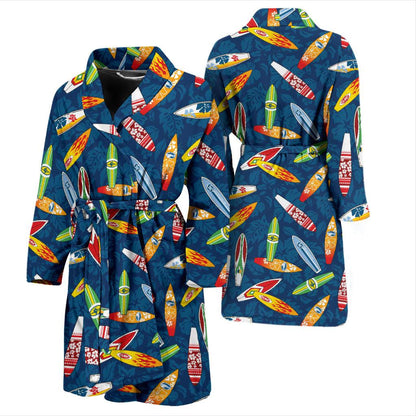 Surfboard Pattern Print Men Bath Robe-JTAMIGO.COM