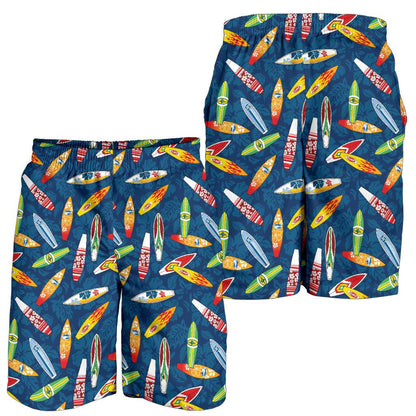 Surfboard Pattern Print Mens Shorts-JTAMIGO.COM