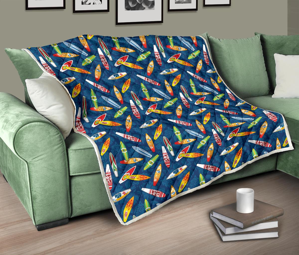 Surfboard Pattern Print Premium Quilt-JTAMIGO.COM
