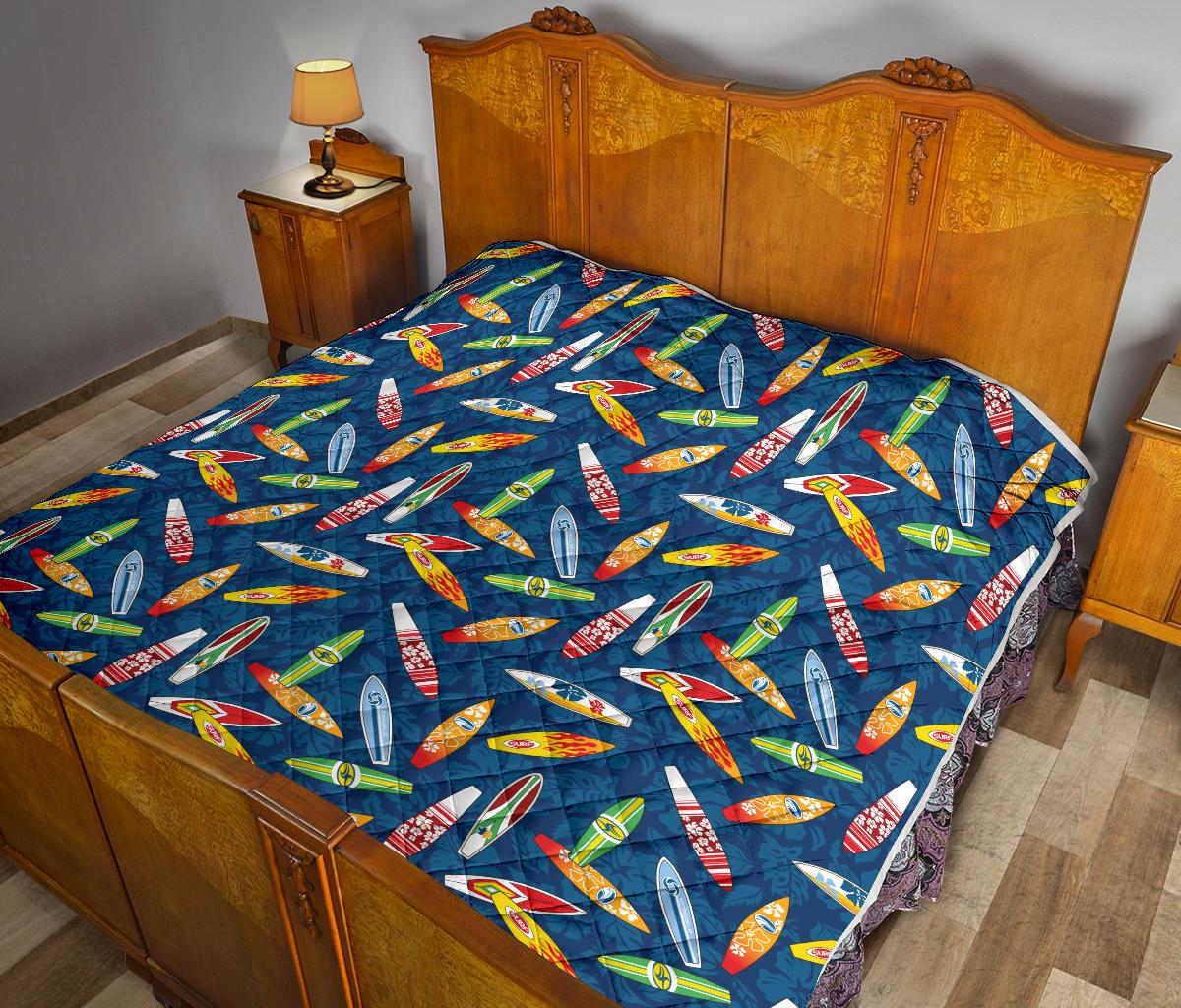 Surfboard Pattern Print Premium Quilt-JTAMIGO.COM