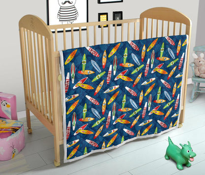 Surfboard Pattern Print Premium Quilt-JTAMIGO.COM