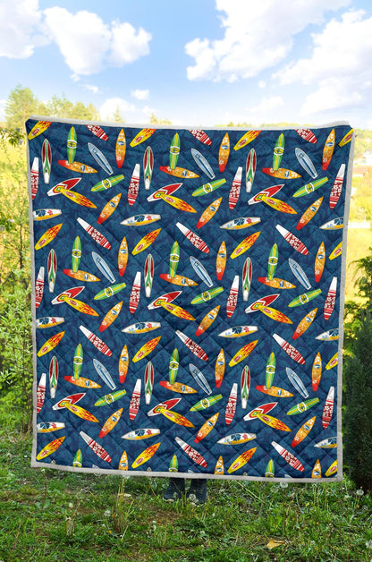 Surfboard Pattern Print Premium Quilt-JTAMIGO.COM