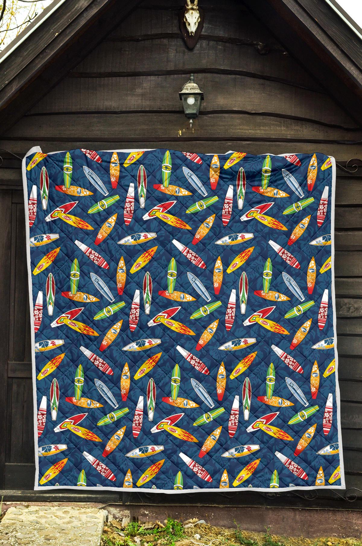 Surfboard Pattern Print Premium Quilt-JTAMIGO.COM