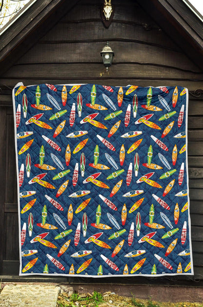 Surfboard Pattern Print Premium Quilt-JTAMIGO.COM
