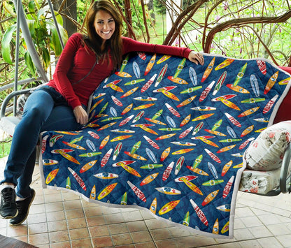 Surfboard Pattern Print Premium Quilt-JTAMIGO.COM