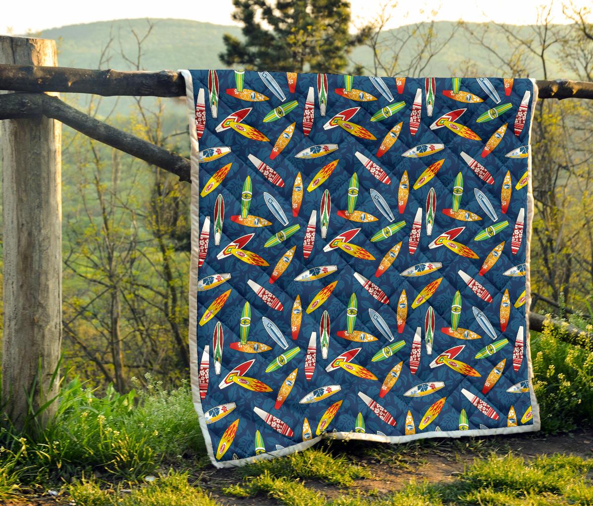 Surfboard Pattern Print Premium Quilt-JTAMIGO.COM