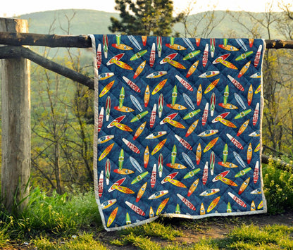 Surfboard Pattern Print Premium Quilt-JTAMIGO.COM