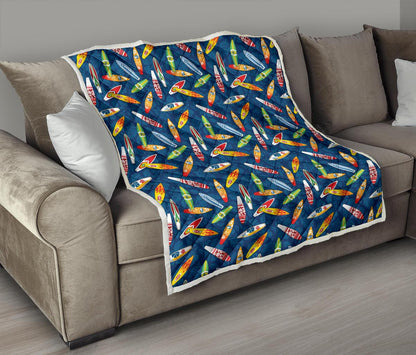 Surfboard Pattern Print Premium Quilt-JTAMIGO.COM