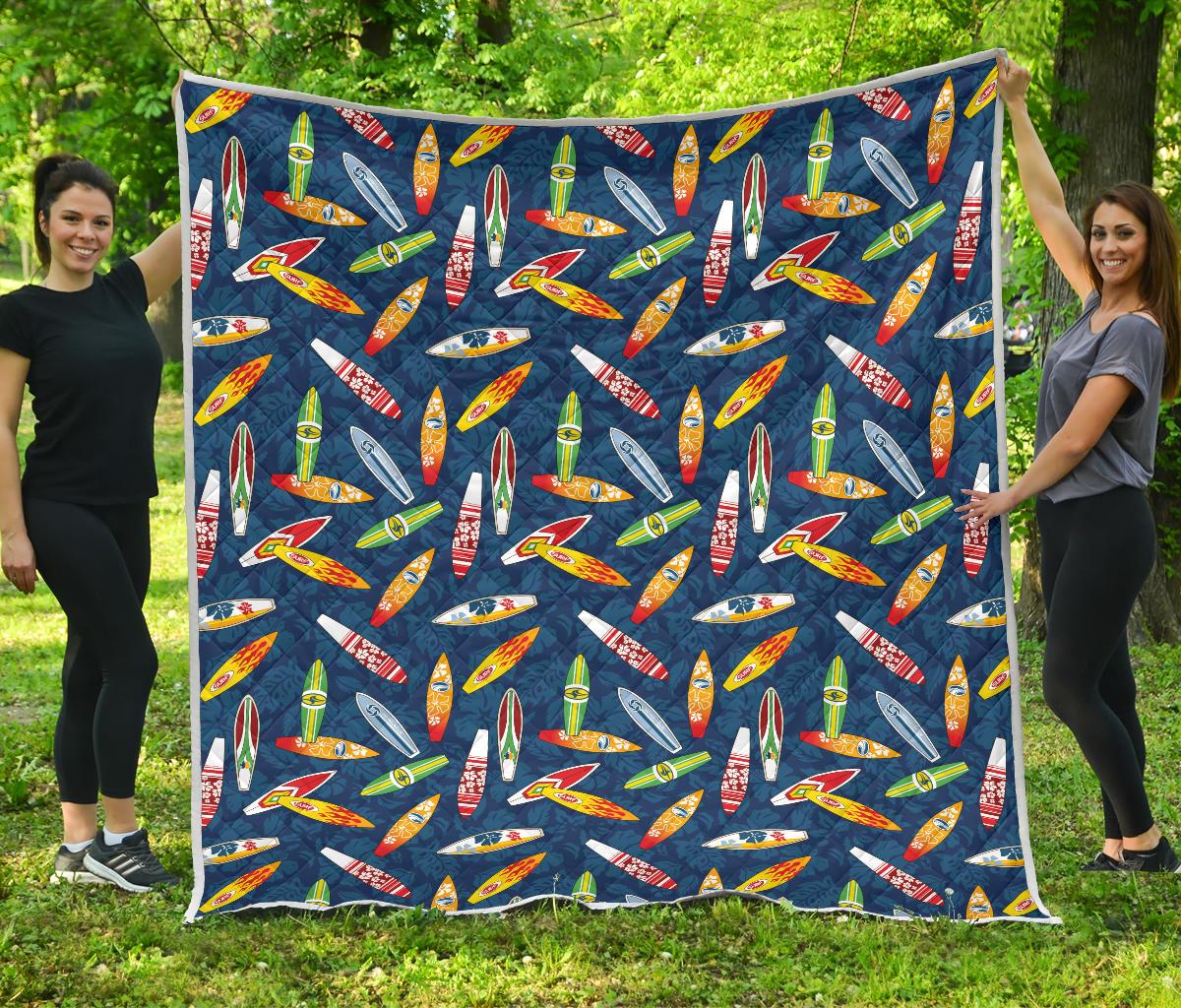 Surfboard Pattern Print Premium Quilt-JTAMIGO.COM