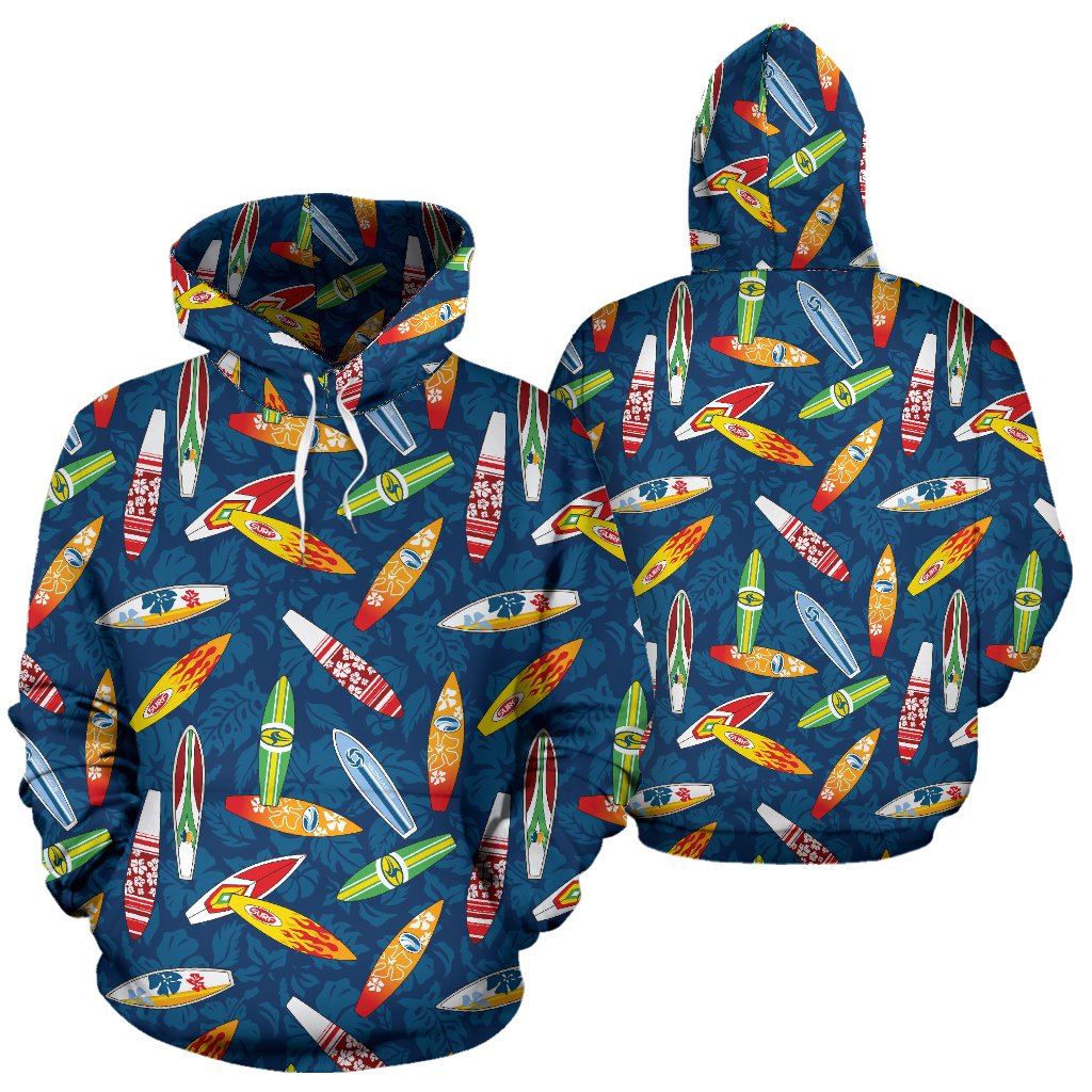 Surfboard Pattern Print Pullover Hoodie