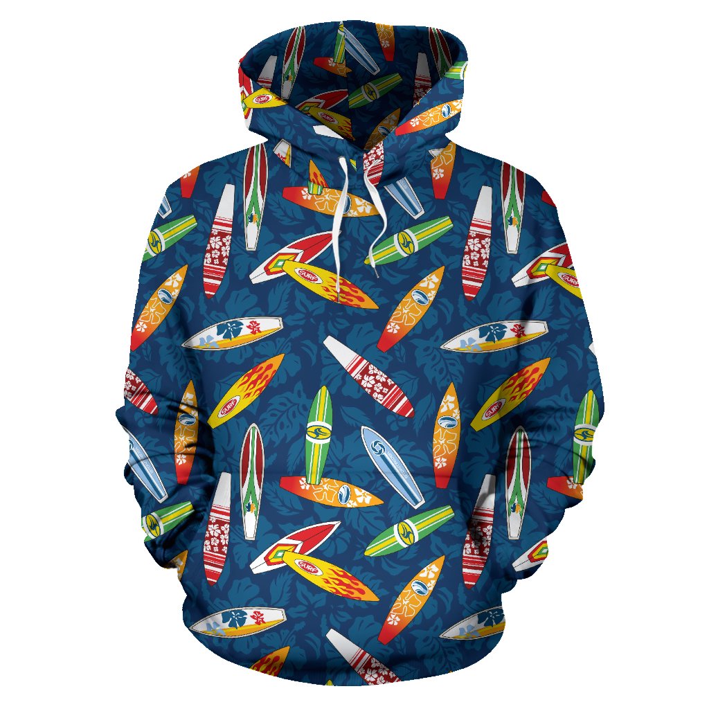 Surfboard Pattern Print Pullover Hoodie