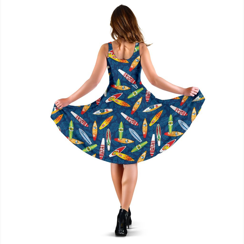 Surfboard Pattern Print Sleeveless Dress