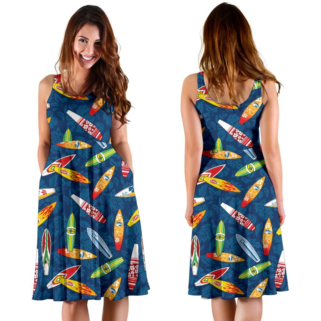Surfboard Pattern Print Sleeveless Dress
