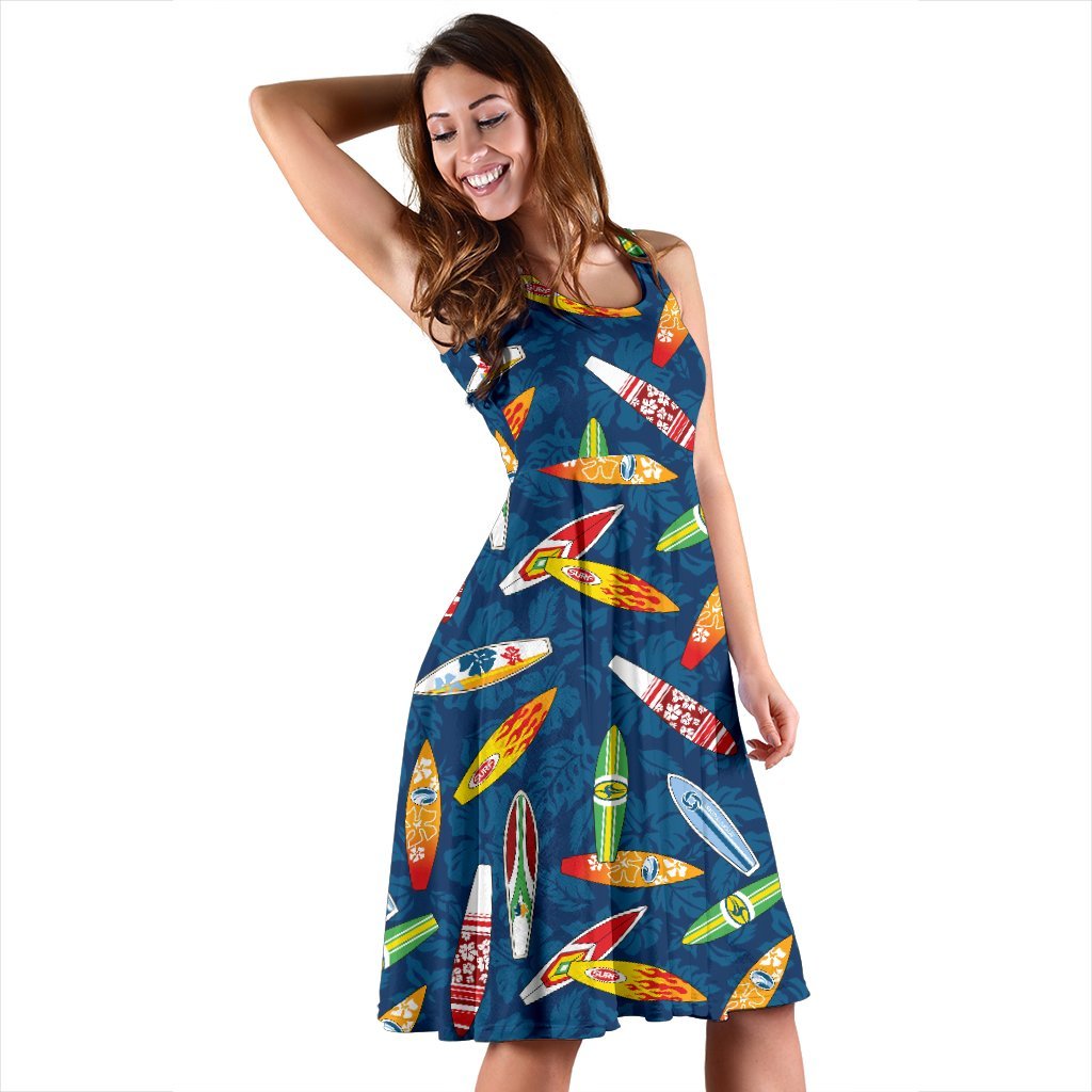 Surfboard Pattern Print Sleeveless Dress