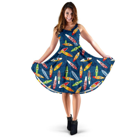 Surfboard Pattern Print Sleeveless Dress