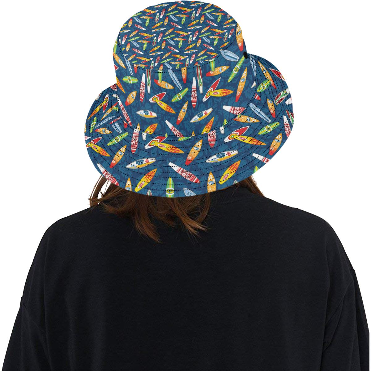 Surfboard Pattern Print Unisex Bucket Hat