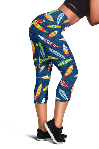 Surfboard Pattern Print Women Capris