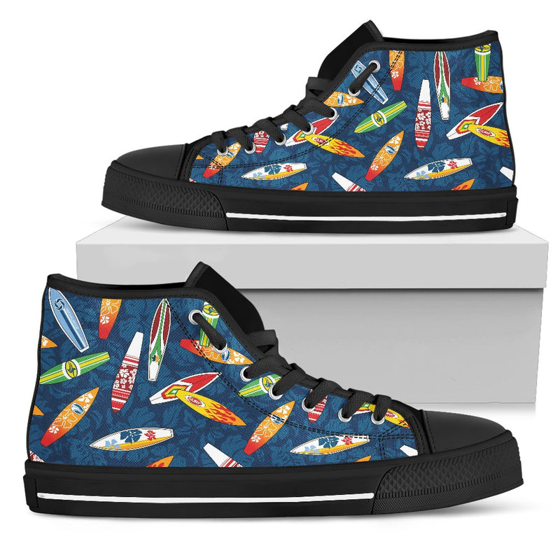 Surfboard Pattern Print Women High Top Shoes